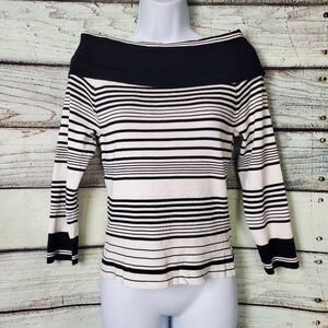 Gypsies & Generation Women’s Small Black White Striped Off-Shoulder Sweater